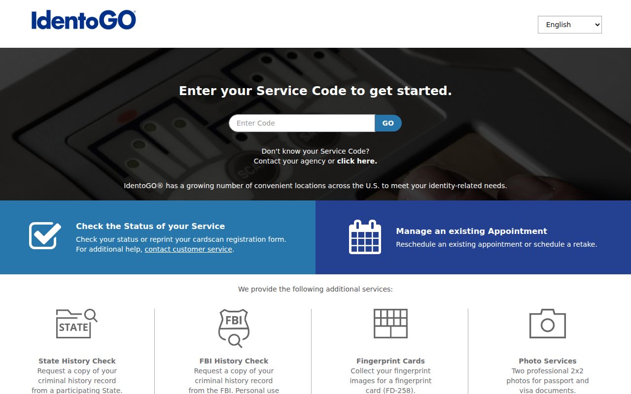 IdentoGO enrollment portal for Bucks County fingerprint criminal record checks