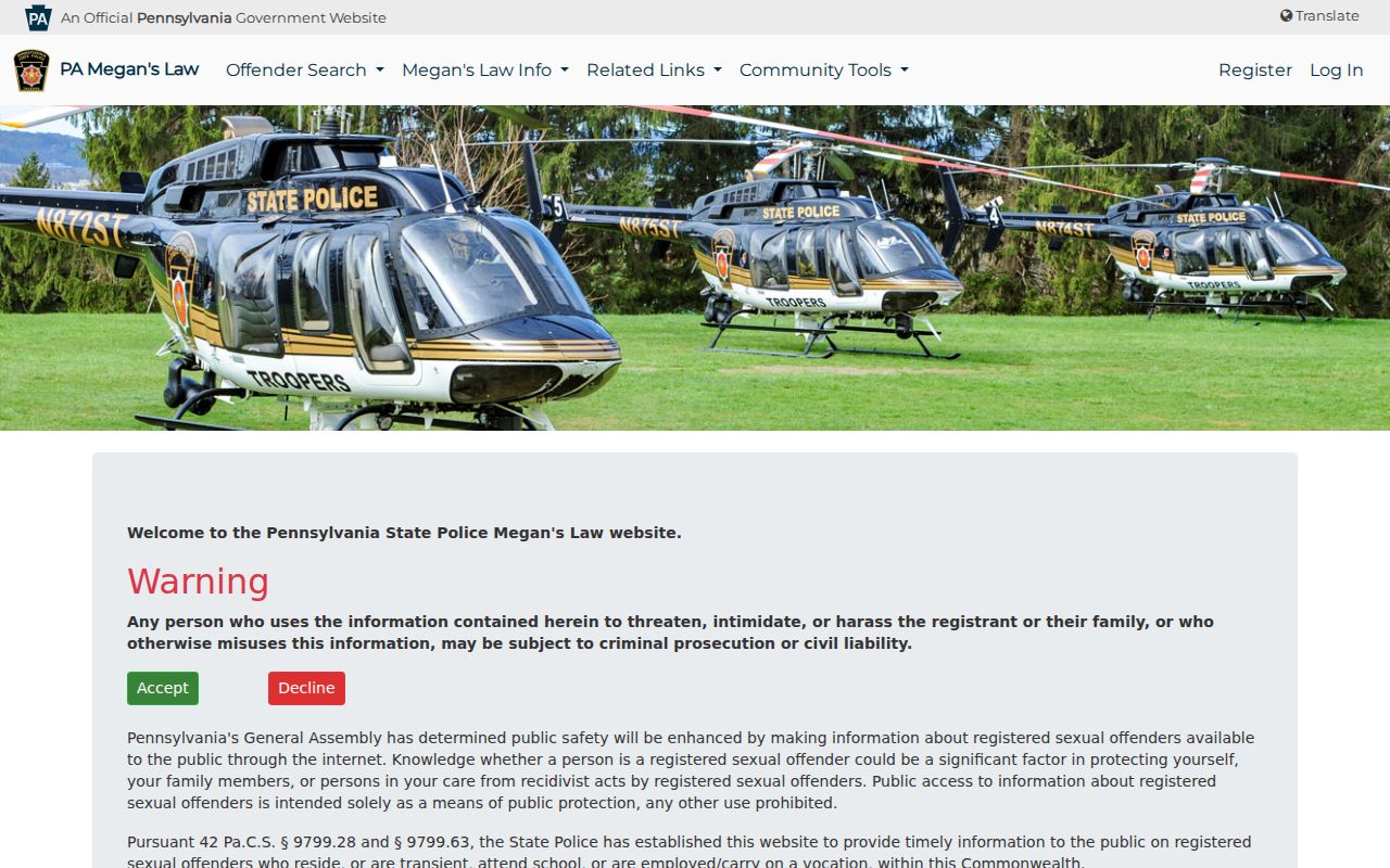 Pennsylvania Megan's Law registry search for Bucks County criminal records