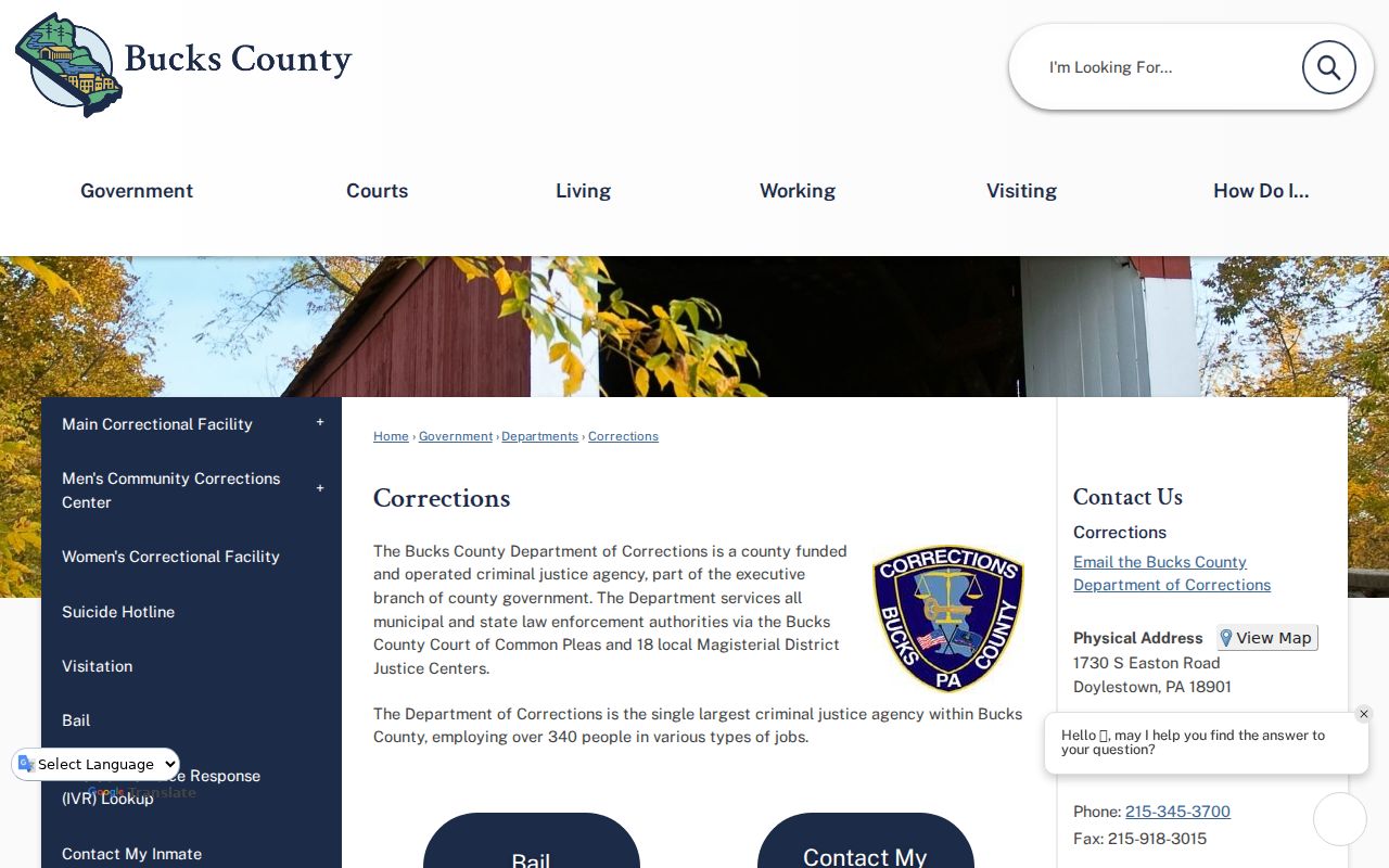 Bucks County criminal court case and correctional campus overview